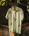 Front view of mint-green hand block printed organic cotton shirt by LAL Design Studio