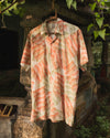 Front view of peach hand block printed organic cotton shirt by LAL Design Studio