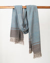 Skye Eri silk shawl handwoven in Meghalaya, naturally dyed peace silk in grey blue tones